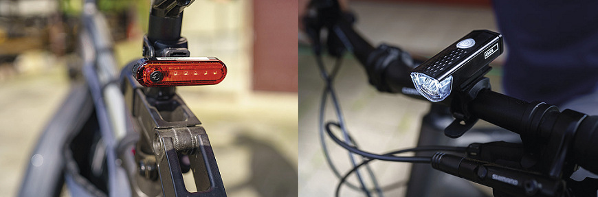 Svítilna EMOS LED přední + zadní, nabíjecí, na kolo, 90 lm cyklosvítilna EMOS BENP3923