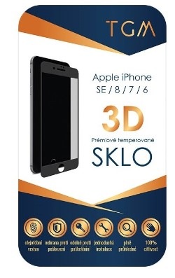 Tvrzené sklo TGM 3D na Apple iPhone 6/7/8/SE (2020/22) černé