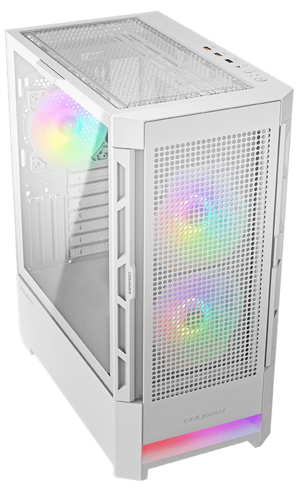 Počítačová skříň Cougar AIRFACE RGB s moderním ARGB podsvícením, bílá barva