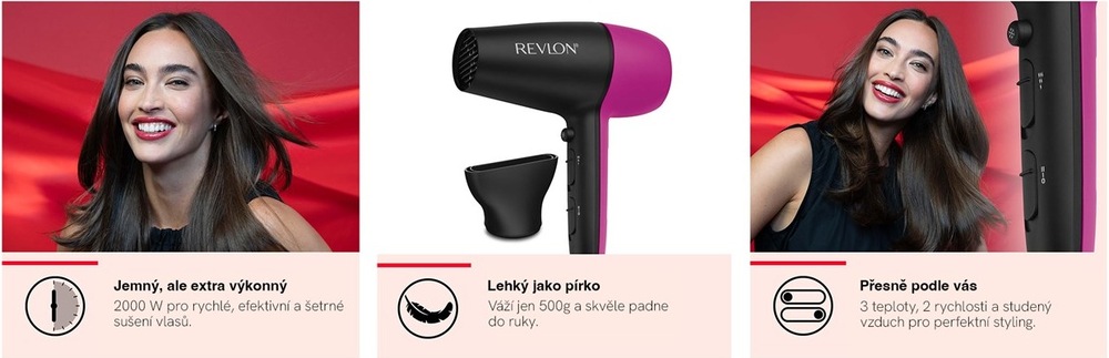 Fén Revlon RVDR5347E Easy Heat Ionic černý/růžový RVLRVDR5347E_003