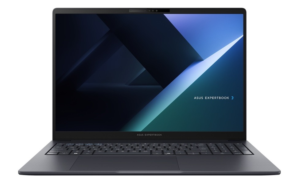 Otevřený a zapnutý notebook Asus ExpertBook B5 zepředu