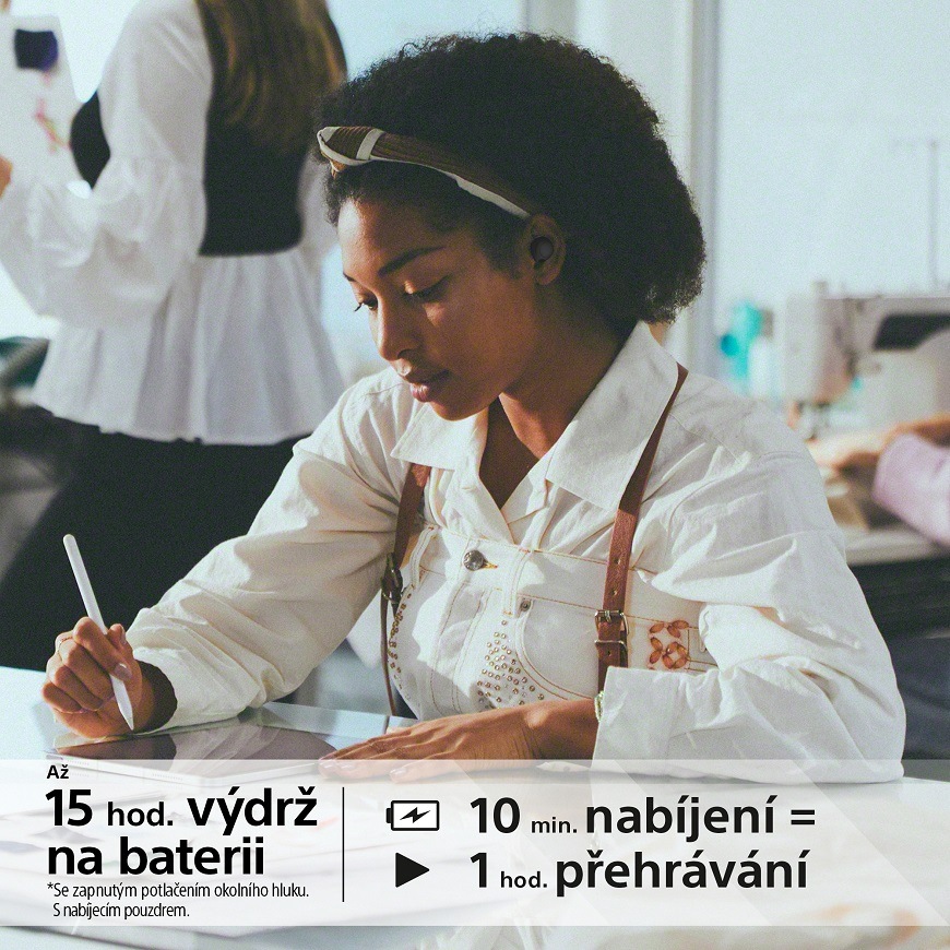 Sluchátka Sony WF-C700N, černá, výdrž 15 hodin