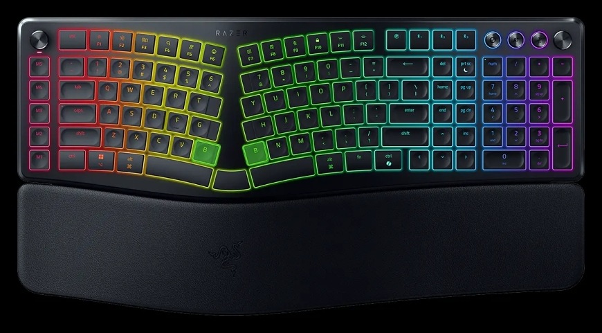 Rozdělené ergonomické rozložení kláves s RGB podsvícením