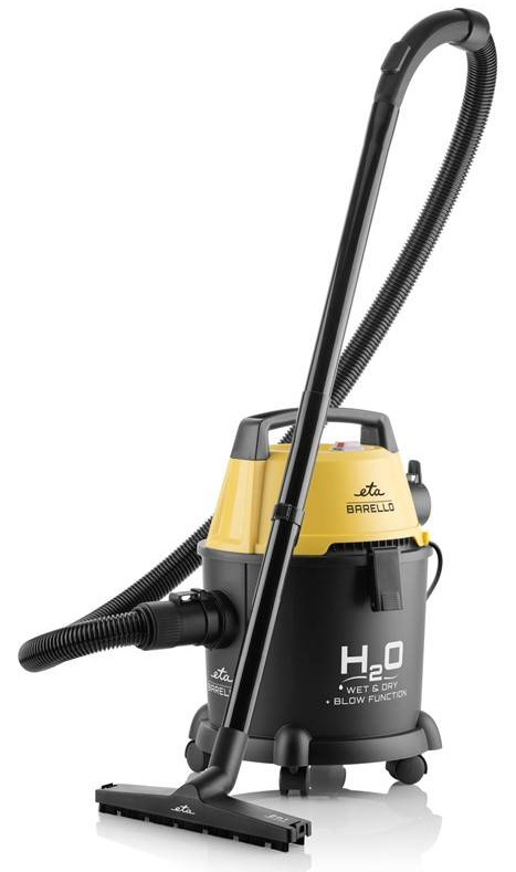 Víceúčelový vysavač ETA Barello 4222 90000 černý/žlutý Černo-žlutý víceúčelový vysavač ETA Barello na mokré i suché vysávání s nasazenou parketovou hubicí