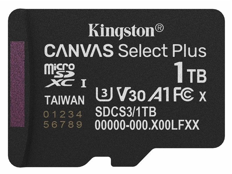 Paměťová karta Kingston Canvas Select Plus MicroSDXC 1TB UHS-I U3 (R150/W30) černá