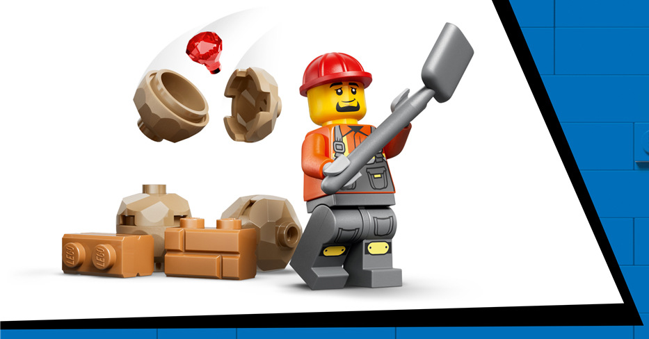 Stavebnice LEGO® City 60480 Žlutý nakladač s rypadlem Trojice balvanů ukrývá drahokam, takže rozbíjení jednoho z nich může proměnit práci v dobrodružství za pokladem.