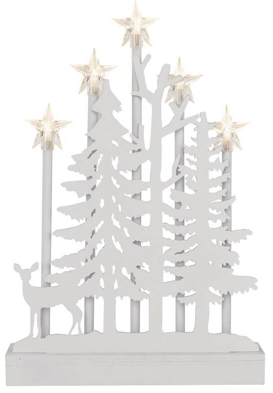 LED dekorace EMOS 5 LED les s hvězdami dřevěný, 35,5 cm, 2x AA, vnitřní, teplá bílá