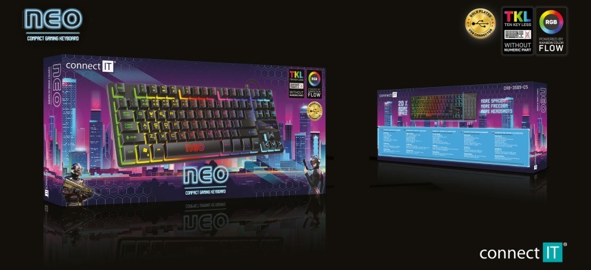 Klávesnice Connect IT NEO Compact CKB-3589-CS, CZ/SK černá Connect IT NEO Compact