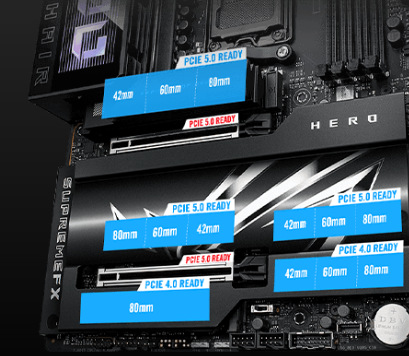 Základní deska Asus ROG CROSSHAIR X870E HERO Moderní připojení u desky Asus ROG CROSSHAIR X870E HERO AMD AM5, ATX