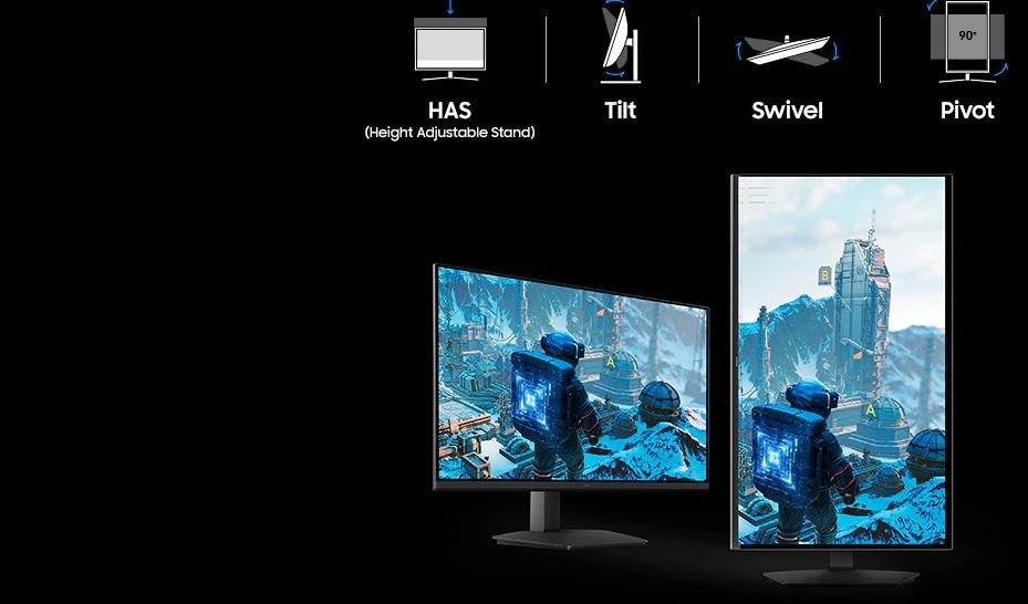 Herní monitor Samsung Odyssey G8 (G80HS) černý Herní monitor Samsung Odyssey G8 (G80HS) s ukázkou nastavitelného stojanu