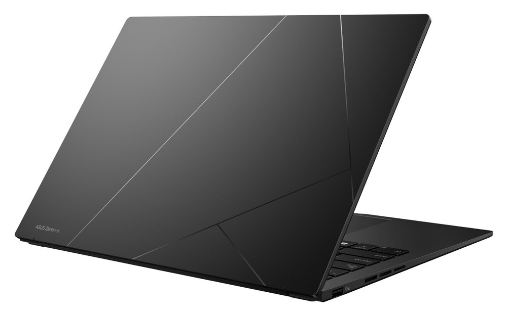 Pootevřený notebook Asus Zenbook 14 zezadu