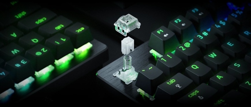 Detail magnetického spínače klávesnice Razer Huntsman V3 HE Magnetic Tenkeyless