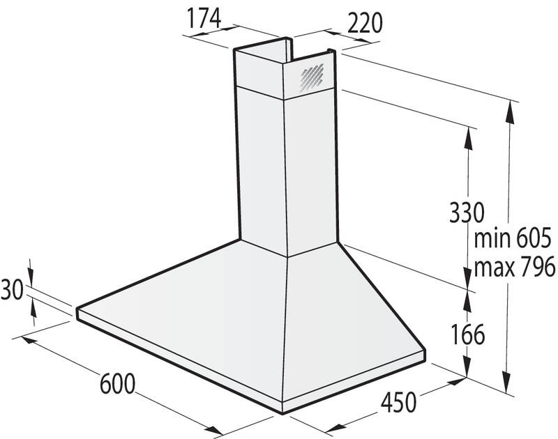 Odsavač par Gorenje Essential WHC629E4X nerez Odsavač par Gorenje WHC629E4X, nerezová, schéma