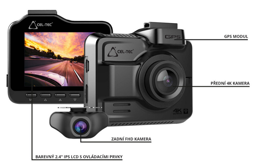 Autokamera CEL-TEC K4 Dual GPS šedá CEL-TEC K4 Dual GPS