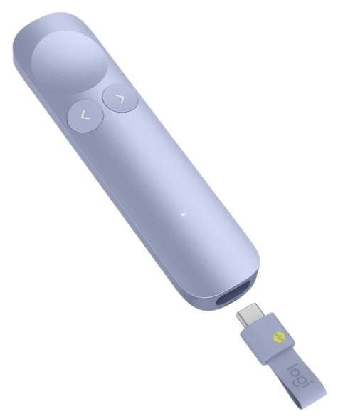 Prezentér Logitech SPOTLIGHT 2 fialový Prezentační ovladač Logitech Spotlight 2 s dobíjením přes USB-C pro spolehlivé ovládání prezentací bez výměny baterií