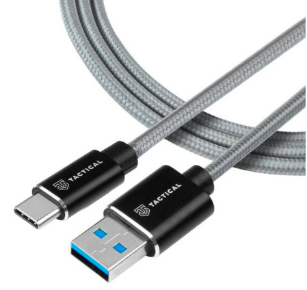 Kabel Tactical Fast Rope Aramid USB-A/USB-C 0,3 m šedý
