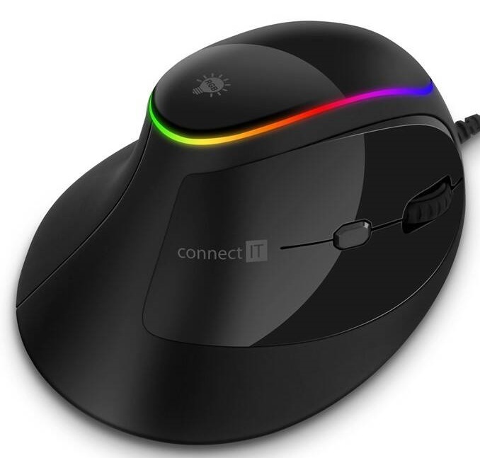Myš Connect IT vertikální, ergonomická, herní černá