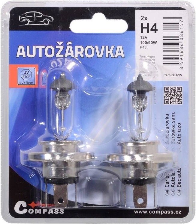 Autožárovka Compass 08615 08615 12V H4 100/90W P43t (2 ks) Autožárovky Compass