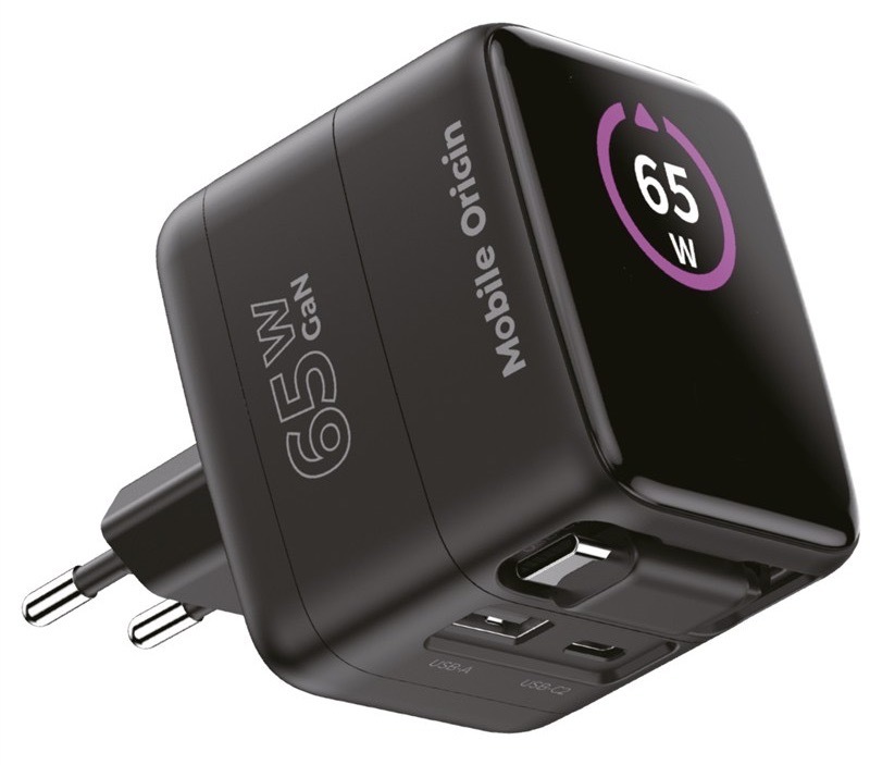 Nabíječka do sítě Mobile Origin s výkonem až 65 W, černá barva