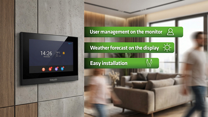 Dveřní videotelefon Evolveo ID-1, s RFID, otiskem prstu a podporou ONVIF kamer - černý/nerez