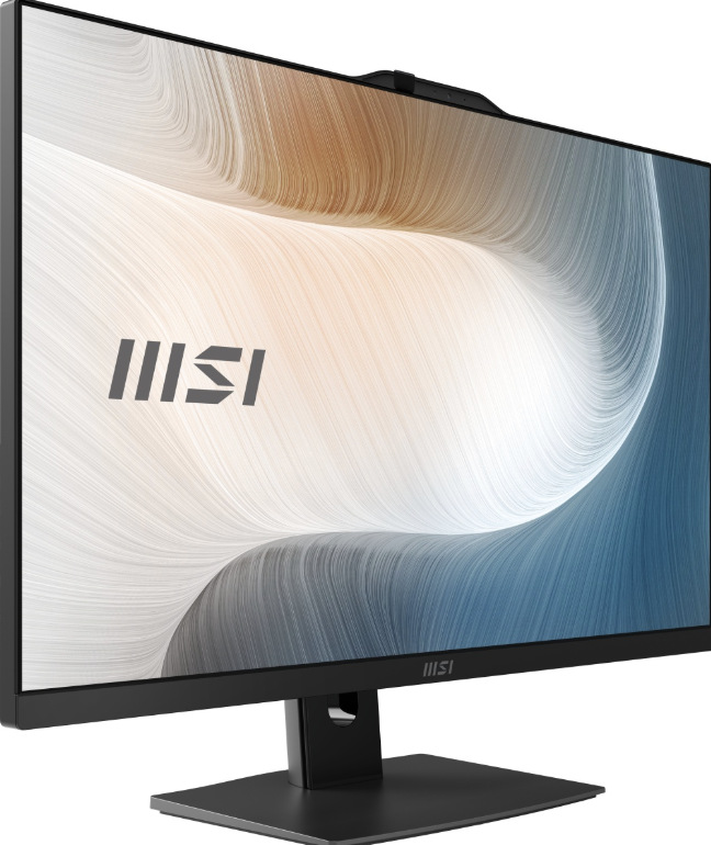 Počítač All In One MSI Modern AM272P 1M-855EU černý Černý All In One MSI Modern AM272P 1M-855EU z levého předního pohledu se stojanem