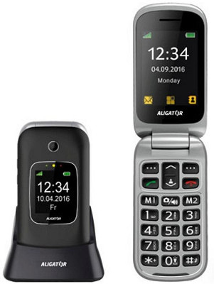 Mobilní telefon Aligator V650 Senior černý/stříbrný