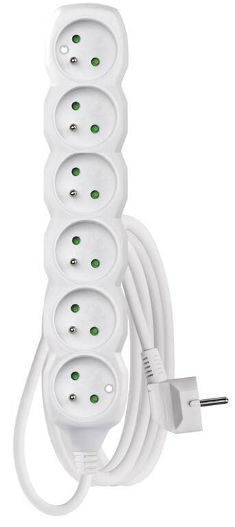Kabel prodlužovací EMOS 6x zásuvka, 3m bílá