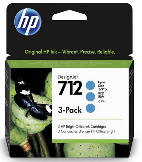 Inkoustová náplň HP 712, 3x 29 ml azurová HP 712, 3x 29 ml - azurová (3ED77A)