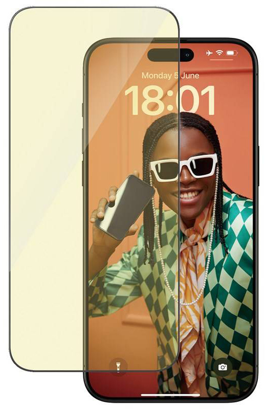 Tvrzené sklo PanzerGlass EyeCare na Apple iPhone 15 Pro Max s instalačním rámečkem