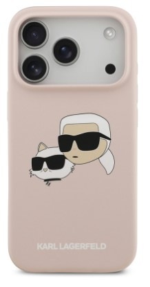 Kryt na mobil Karl Lagerfeld Liquid Silicone Double Heads MagSafe na Apple iPhone 17 Pro růžový