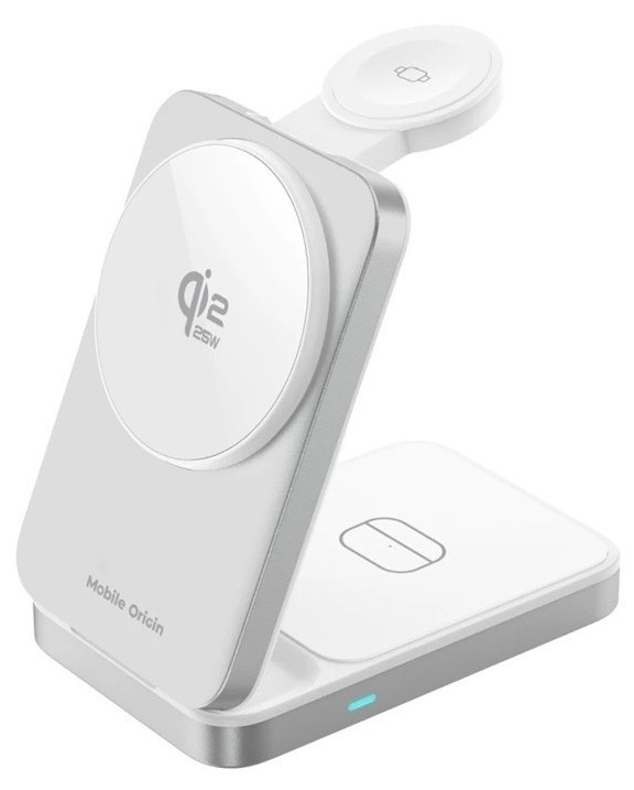 Bezdrátová nabíječka Mobile Origin s výkonem 25 W, stříbrná barva