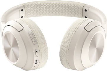 Sluchátka A4Tech Fstyler BH220 bezdrátová skládací Bluetooth béžová Spodní strana sluchátek A4Tech Fstyler BH220 s ovládacími tlačítky
