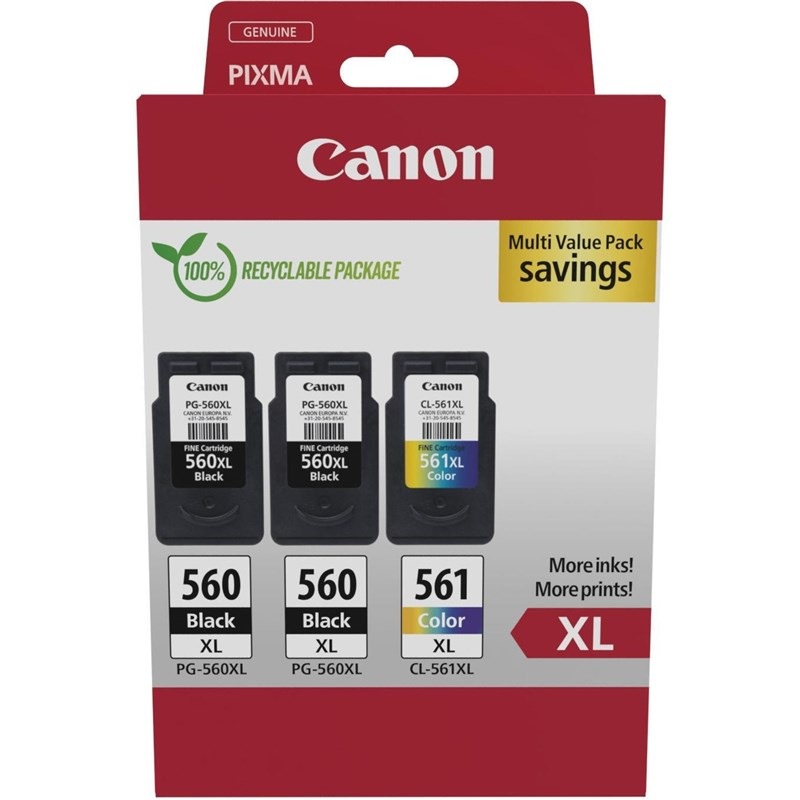 Inkoustová náplň Canon PG-560XL x2 /­ CL-561XL Multipack /­ 2x black + Color /­ 2x400 str. + 300 str.