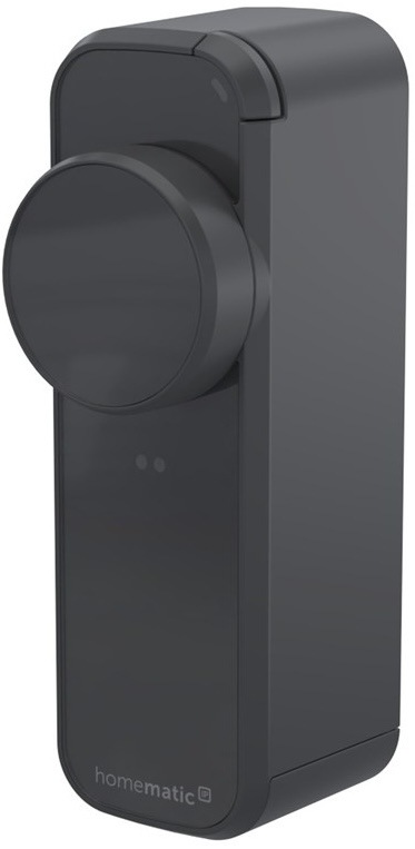Chytrý pohon dveřního zámku Homematic IP PRO v antracitové barvě.