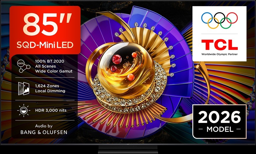 Televize TCL 85C7L s úhlopříčkou 214 cm.