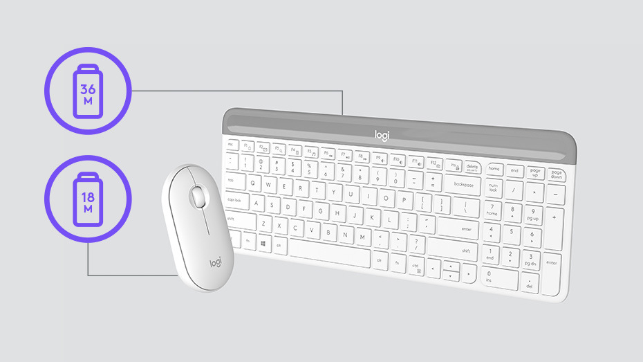 Klávesnice s myší Logitech Wireless Combo MK470 Slim, US bílá Klávesnice s myší Logitech Wireless Combo MK470 Slim, US bílá