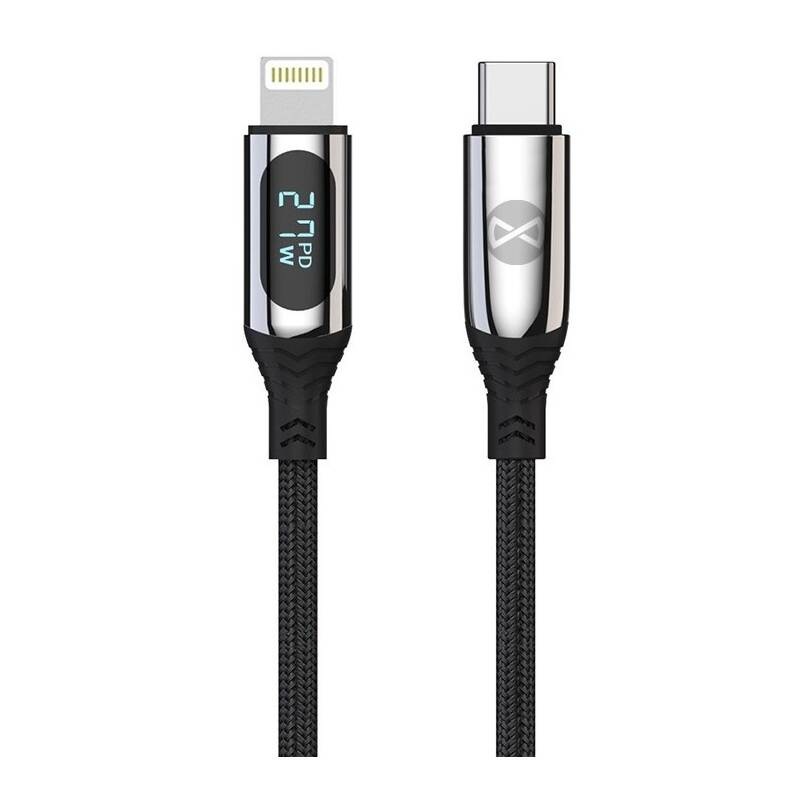 Kabel Forever USB-C/Lightning, s LCD, 27 W, 1 m černý Kabel Forever USB-C/Lightning, s LCD, 27 W, 1 m černý