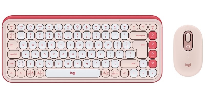 Klávesnice s myší Logitech POP ICON, US layout růžová