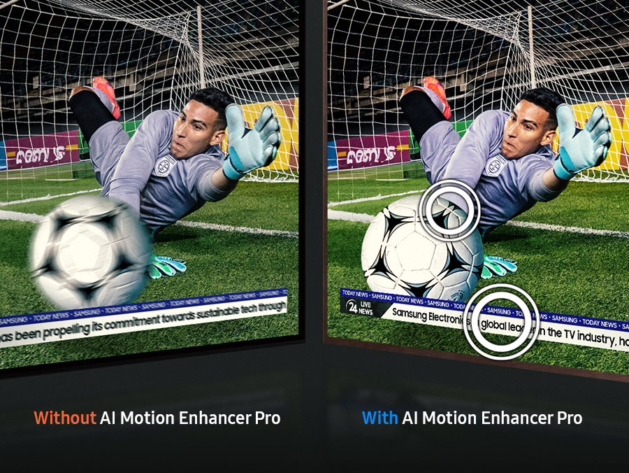 Srovnání obrazu s funkcí AI Motion Enhancer Pro a bez ní