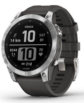 Chytré hodinky Garmin fenix 7 Glass - Silver / Graphite Silicone Band