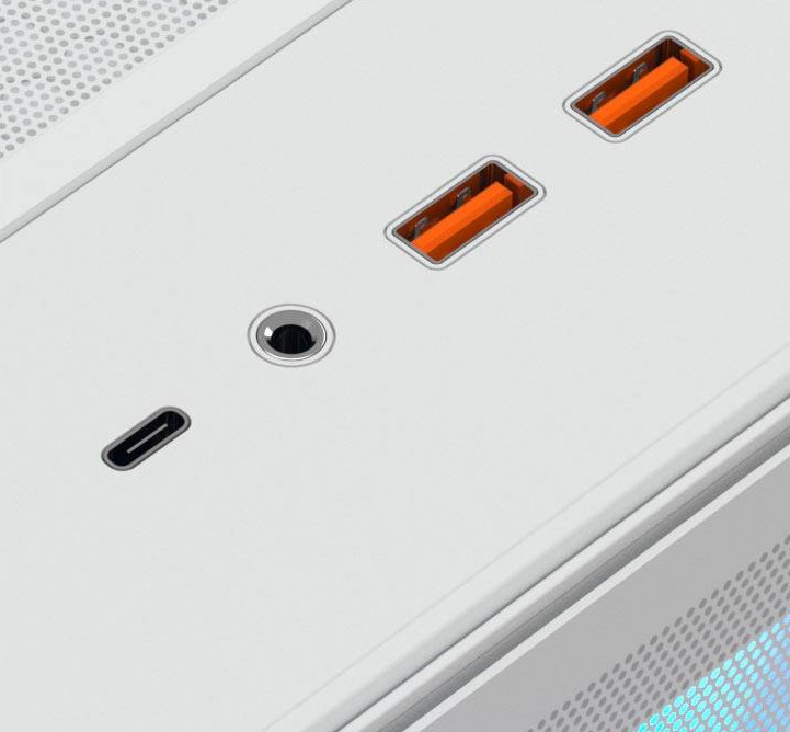 Case Cougar MX220 RGB Mesh/TG černá Cougar MX220 RGB Mesh/TG má na předním panelu port USB-C