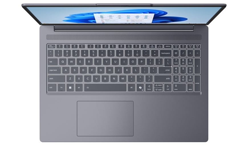 Notebook Lenovo IdeaPad Slim 3 16IRH10 šedý Detail obrázku klávesnice notebooku.