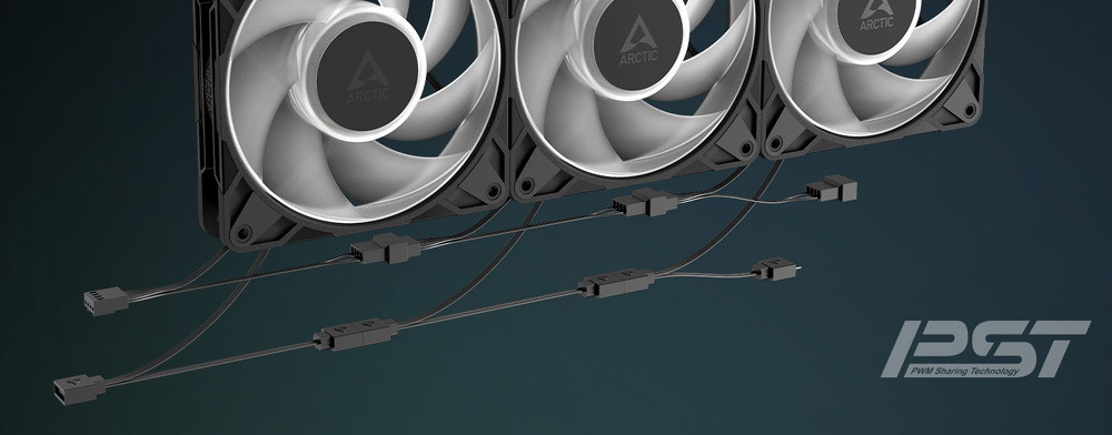 Konektor PST umožní připojit více ventilátorů do série