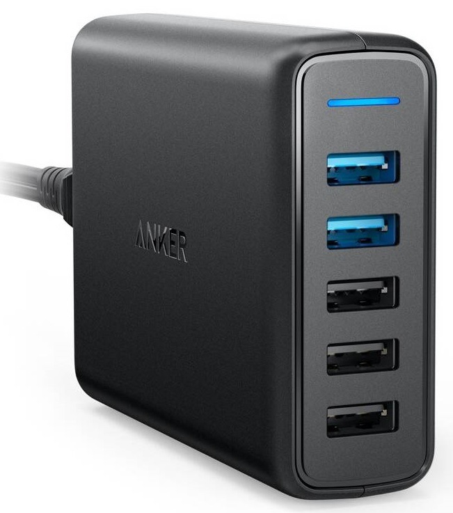Nabíječka do sítě Anker PowerPort 5, Dual QC 3.0 63W, 5x USB-A černá