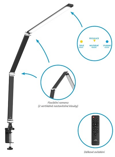 Stolní LED lampička ETA 2893 90000 černá Stolní LED lampička ETA 2893 90000 černá