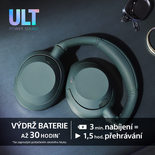 Sluchátka Sony ULT WEAR - Prodloužená záruka zdarma po registraci šedá/zelená Sluchátka Sony ULT WEAR - šedá/zelená