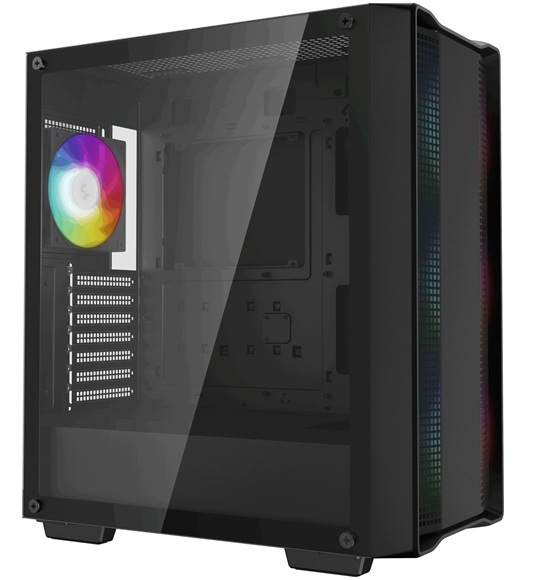 Case DeepCool CC560 MESH V2 černá Detail obrázku PC skříně s RGB podsvícením.