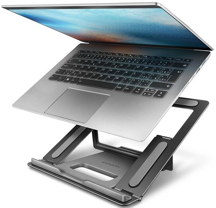 Stojánek Axagon kovový, pro notebooky 10" - 17,3", 4 nastavitelné úhly antracitový