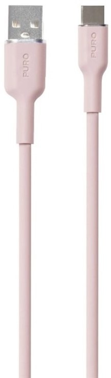 Kabel Puro Soft USB-C/USB-A 60 W, 1,5 m - růžový