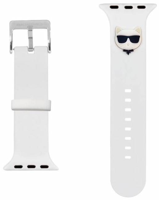Řemínek Karl Lagerfeld Choupette Head na Apple Watch 38/40/41mm bílý